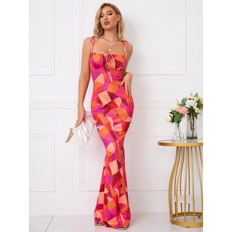 Summer Floral Strap Dress - Sexy Waist Trimming
