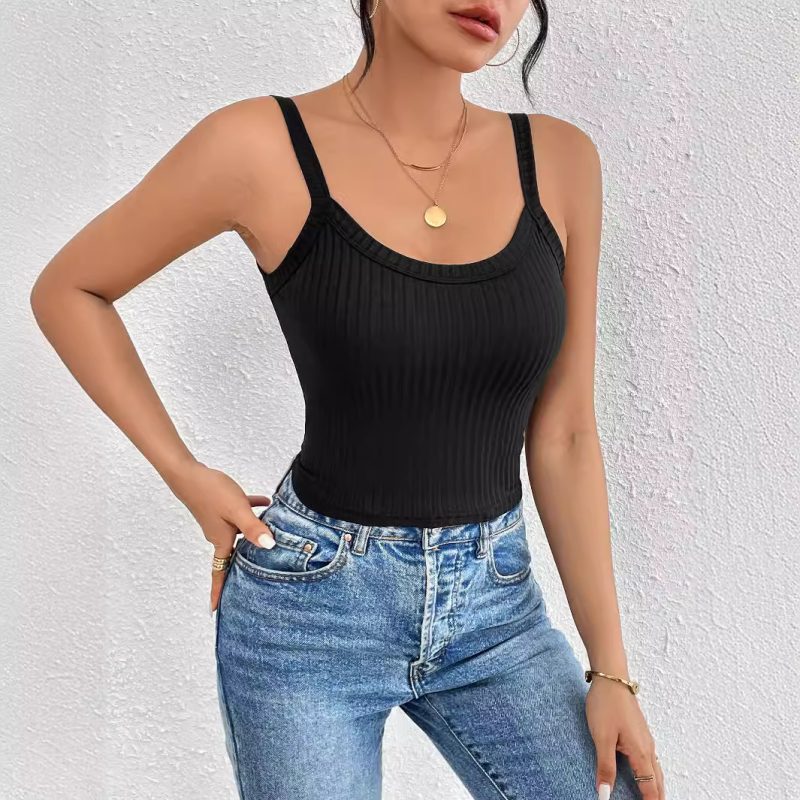 Sexy Sunken Stripe Camisole - Slimming Chest & Waist, Wide Shoulder Straps - Image 3