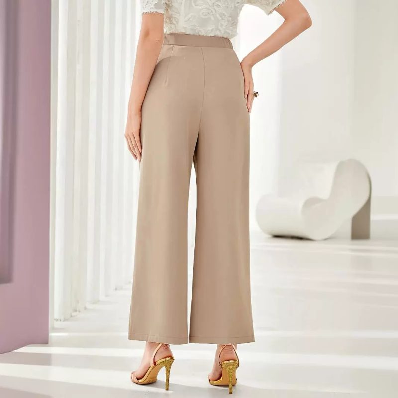 Elegant High Waist Wide Leg Straight Casual Pants for Office - Image 4