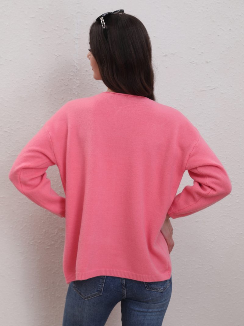 Crew Neck Batwing Sleeve Knitted Cardigan - Autumn/Winter - Image 4