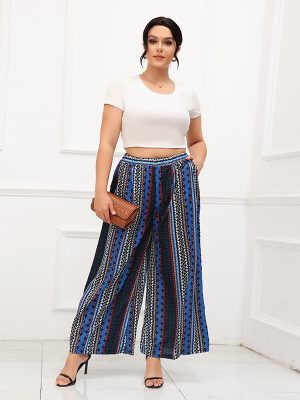 Bohemian Striped Wide Leg Beach Pants