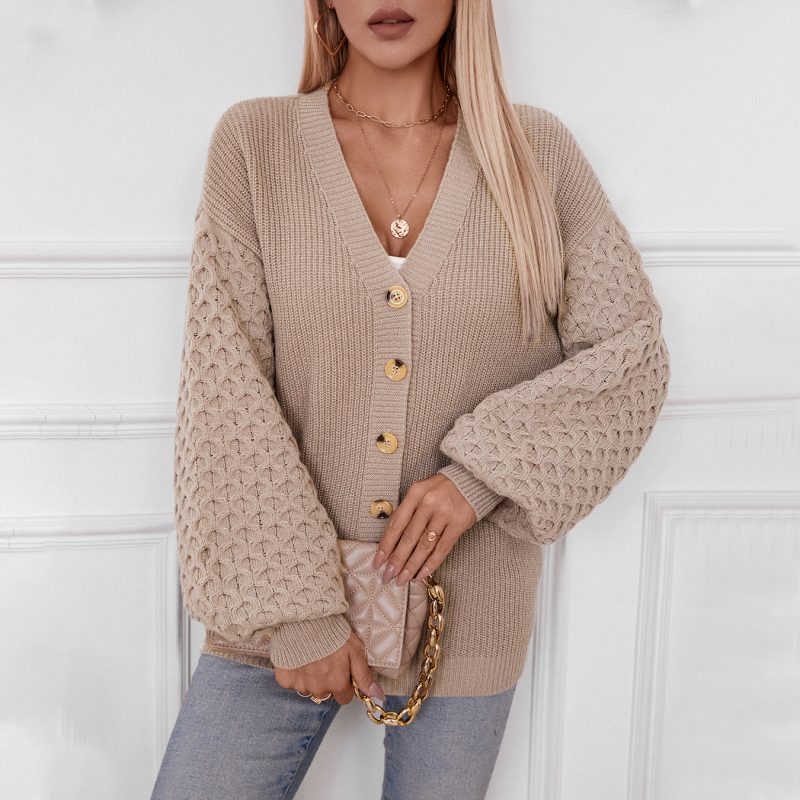 Retro Loose Knit Cardigan - Autumn Winter Long Sleeve - Image 4