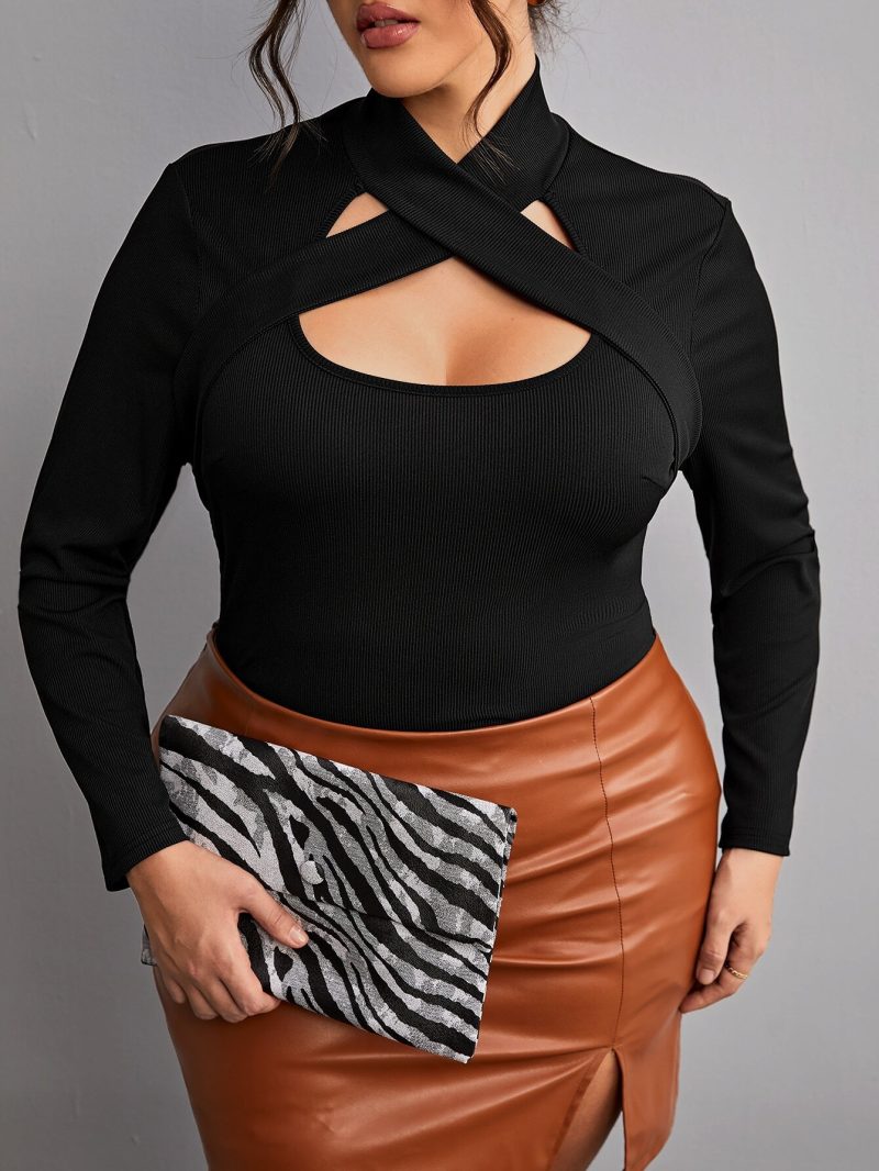 Plus Size Elegant Faux Two-Piece Blouse - Fall/Winter - Image 2