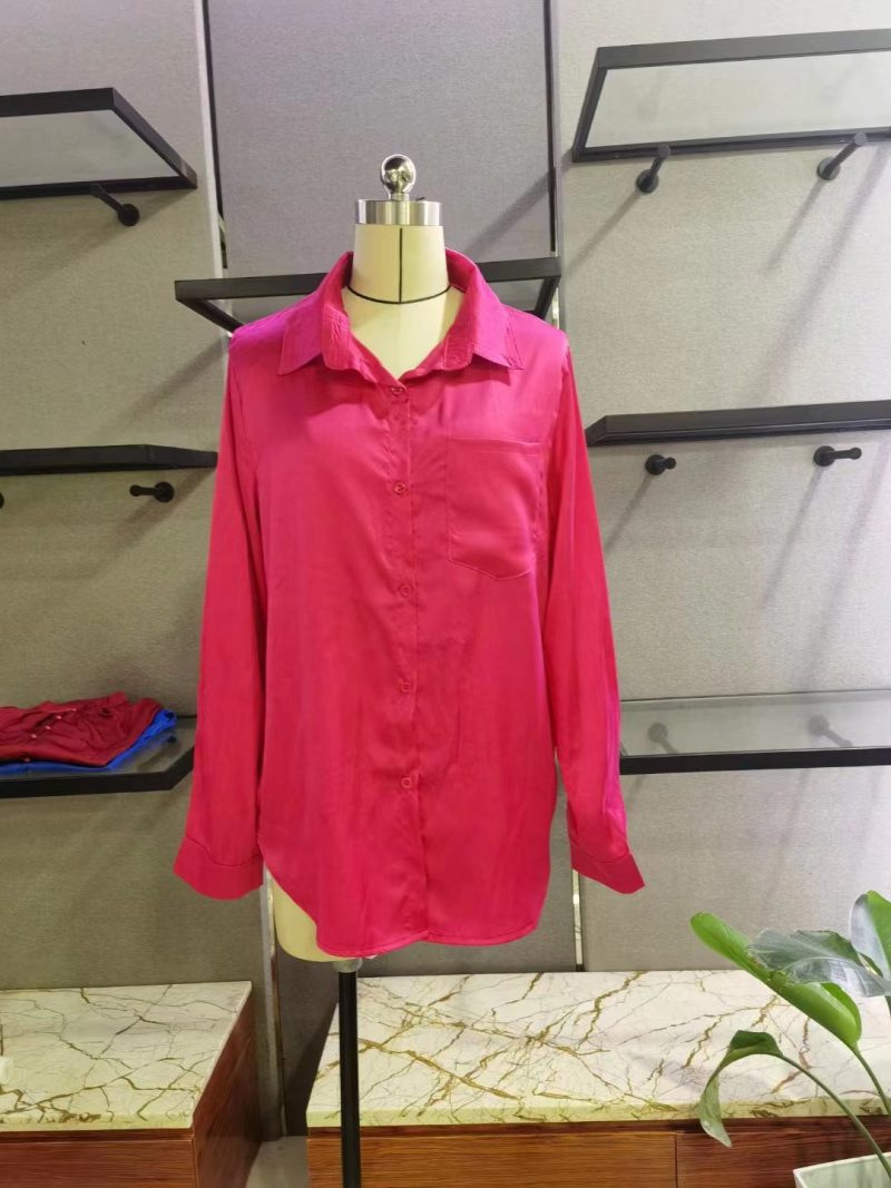 Spring Satin Long Sleeved Business Blouse Shirt for Women - Image 5