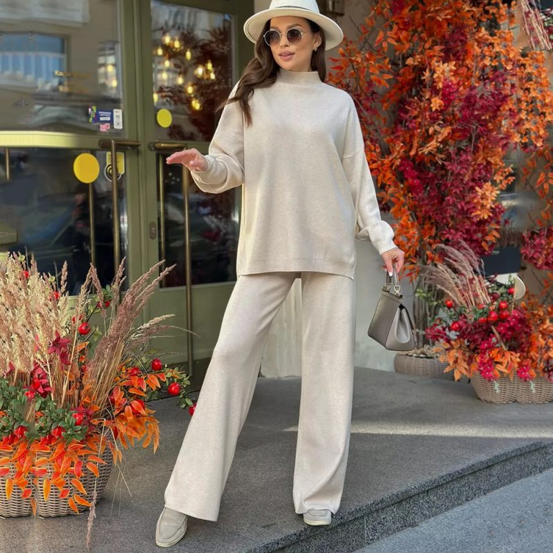 Turtleneck Knitwear - Soft Split Sweater, Autumn/Winter - Image 2