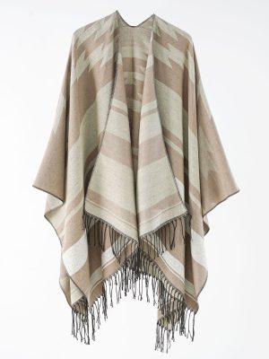 Ethnic Tassel Shawl Cape – Imitation Cashmere Split Design