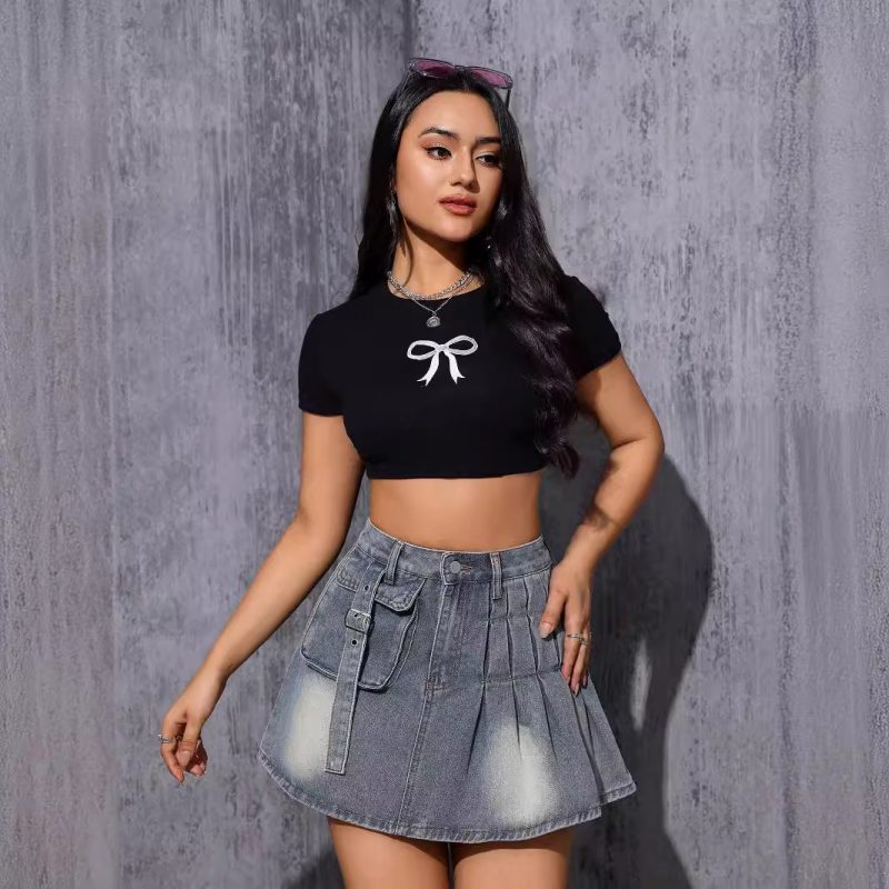Retro A-Line Denim Short Skirt with Pockets - Summer Chic - Image 4