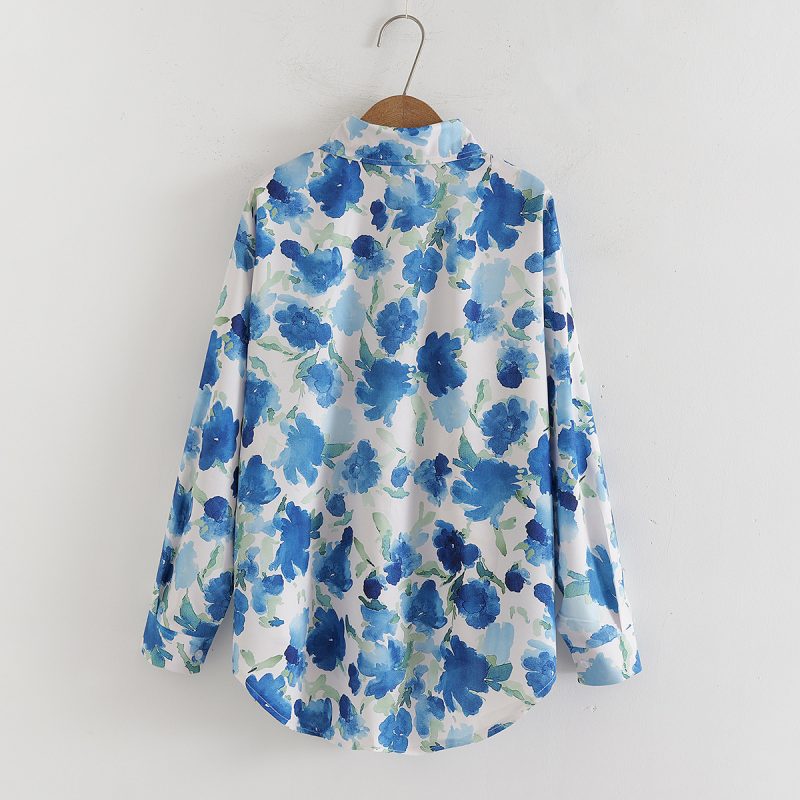 Floral Loose Collared Long Sleeve Shirt - Women’s Casual Top - Image 3