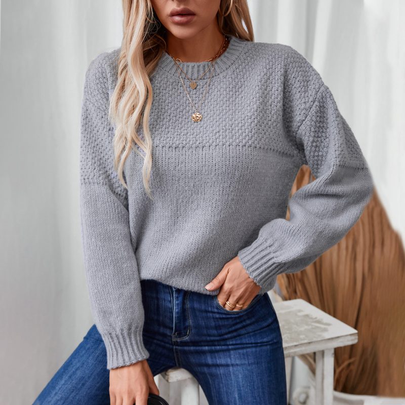 Casual Round Neck Pullover - Autumn Winter Knit Sweater - Image 4