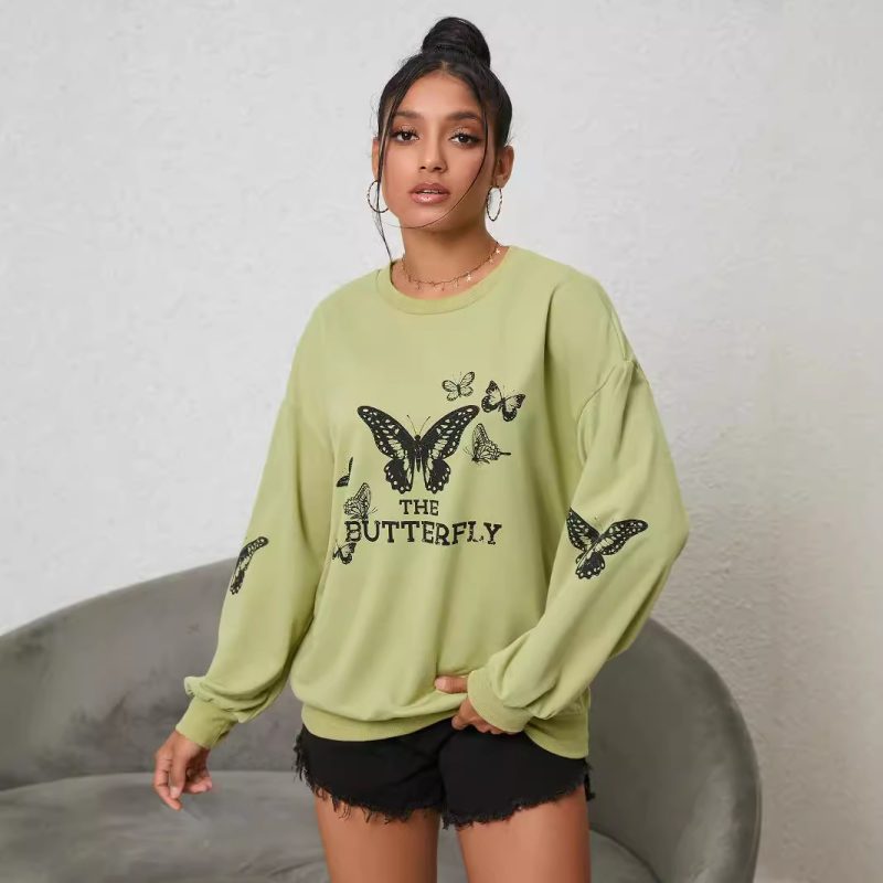 Niche Printing Long Sleeve Crew Neck Sweater