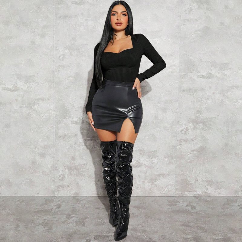 Plus Size Slim Fit Square Neck T-Shirt - Autumn/Winter - Image 4