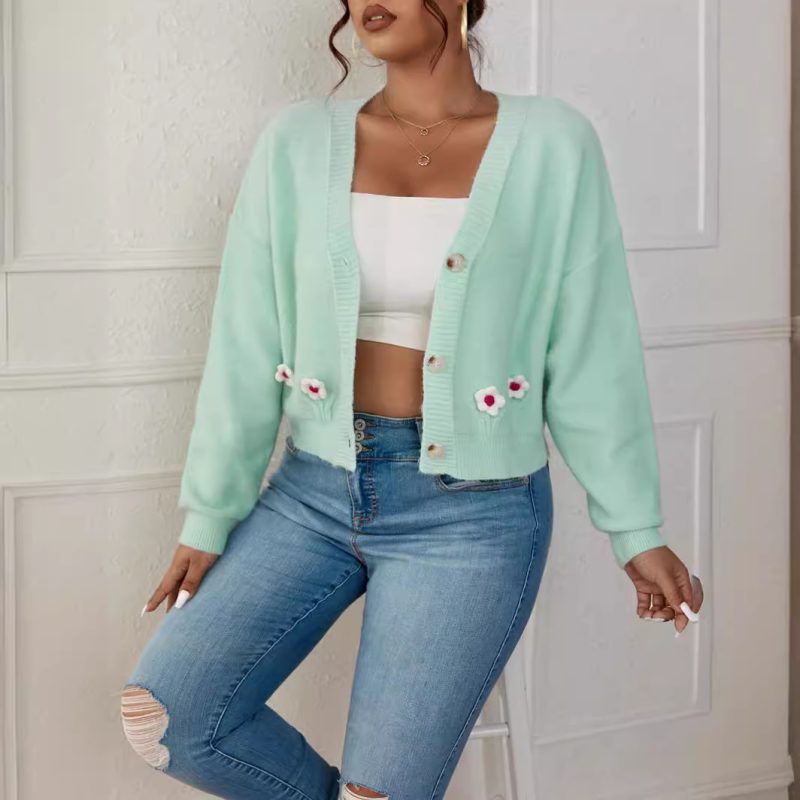Solid Color Long Sleeve Cardigan - Women’s Spring/Autumn Sweater - Image 3