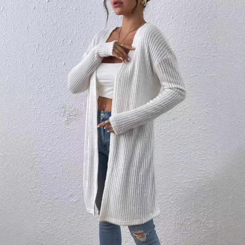 Fall Casual Furry Shawl Long Coat - Long Sleeve - Image 4