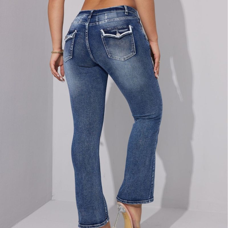 Korean Light Blue Mid-Waist Skinny Jeans - Casual & Slimming - Image 3