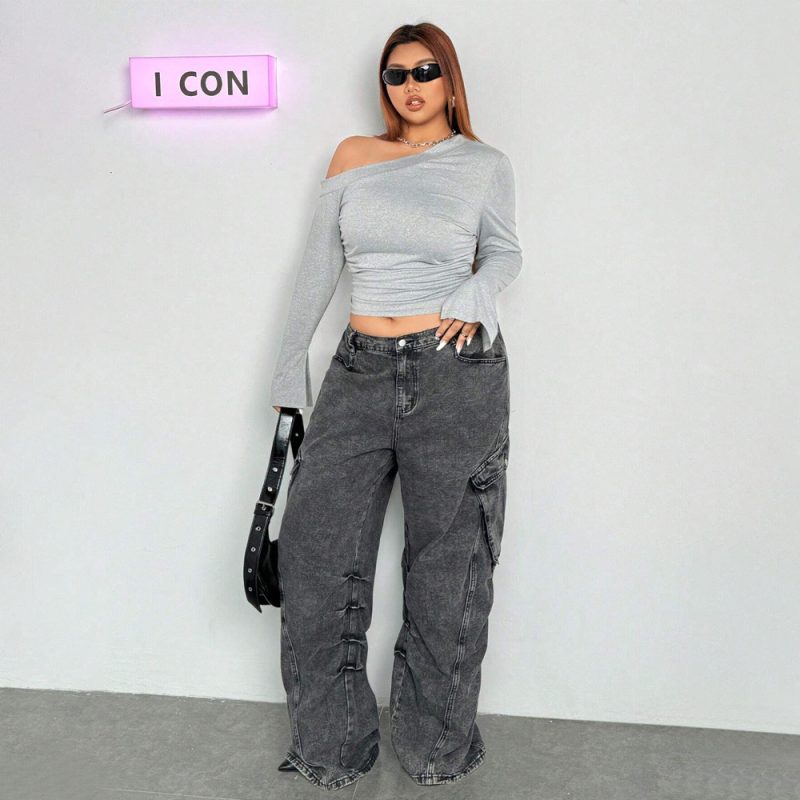 Plus Size Trendy Long Sleeve Top - Autumn/Winter - Image 3