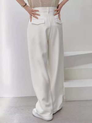 Elegant High-Waist Wide Leg Pants – Office Casual, No Belt