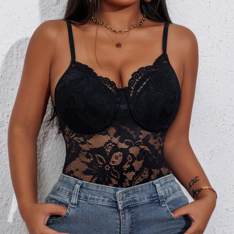 Sexy Lace Suspender Jumpsuit - Tight Figure-Hugging Innerwear - Image 4