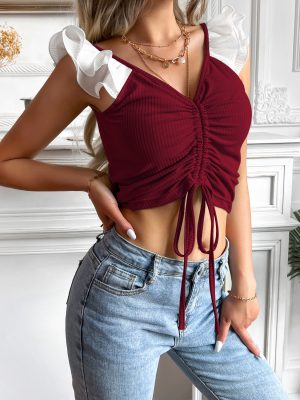 Women’s Popular Mesh Drawstring Top Vest – Stylish and Comfortable