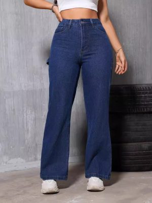 High Waist Retro Straight Jeans for Women – Slimming & Loose Fit