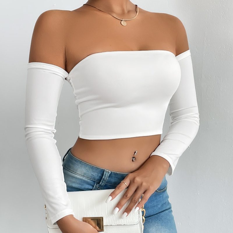 Sexy Cropped Camisole - Waist Trimming, Short Sleeve Vest - Image 3