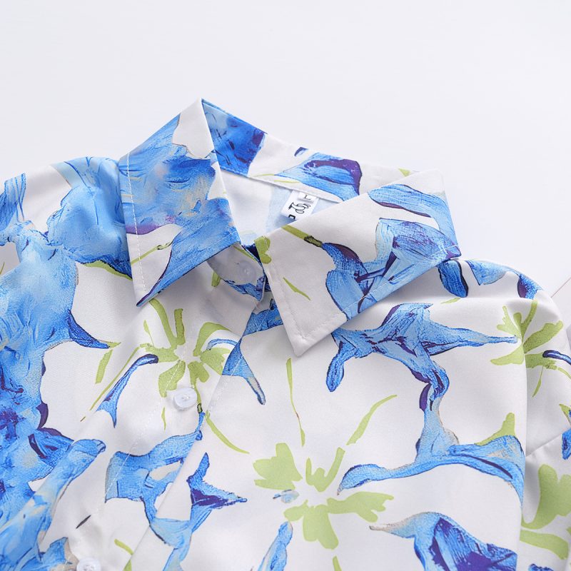 Women's Collared Floral Print Shirt - Loose Fit, Long Sleeves - Image 5