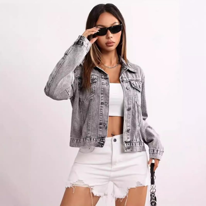 Distressed Loose Denim Jacket for Women in Autumn - Image 3