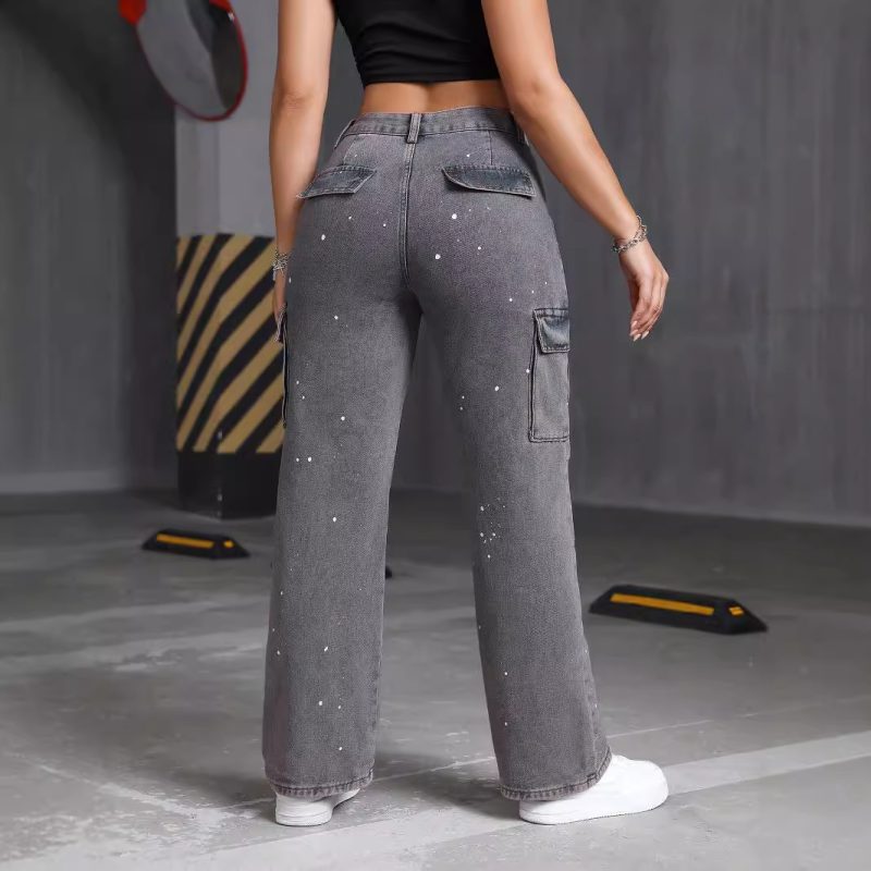 Summer Denim Cargo Pants - Big Pockets & Straight Leg - Image 2