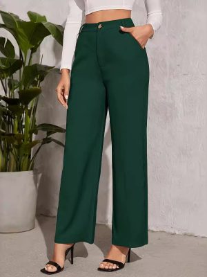 Elegant High-Waist Wide Leg Office Pants – Straight Casual Fit