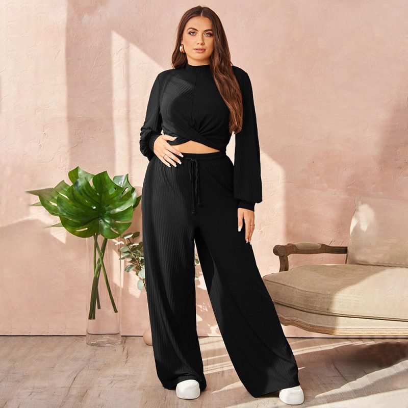 Plus Size Casual Sports Suit - Slimming Two-Piece, Autumn/Winter - Image 4