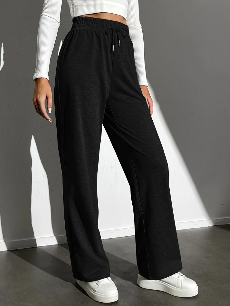Soft High-Waist Wide Leg Sweatpants for Women - Casual Drooping Fit - Image 5
