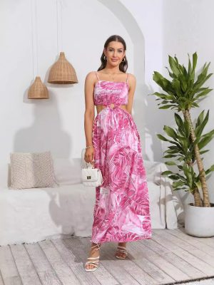 Women Bohemian Printed Maxi Dress – Sexy Sling Dress for Effortless Style