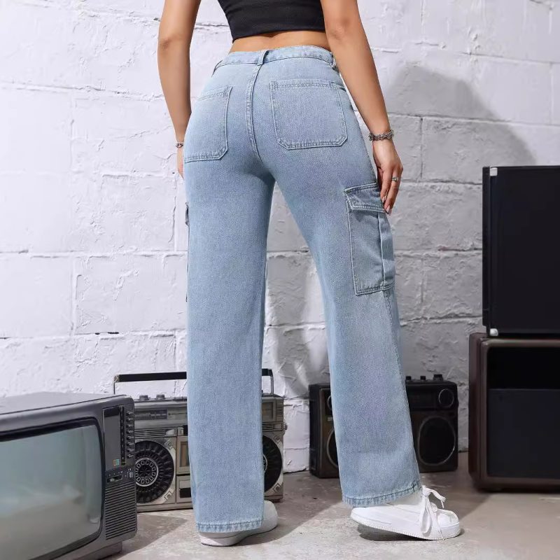 Spring/Summer Cargo Jeans - Multi-Pocket Workwear Trousers - Image 2