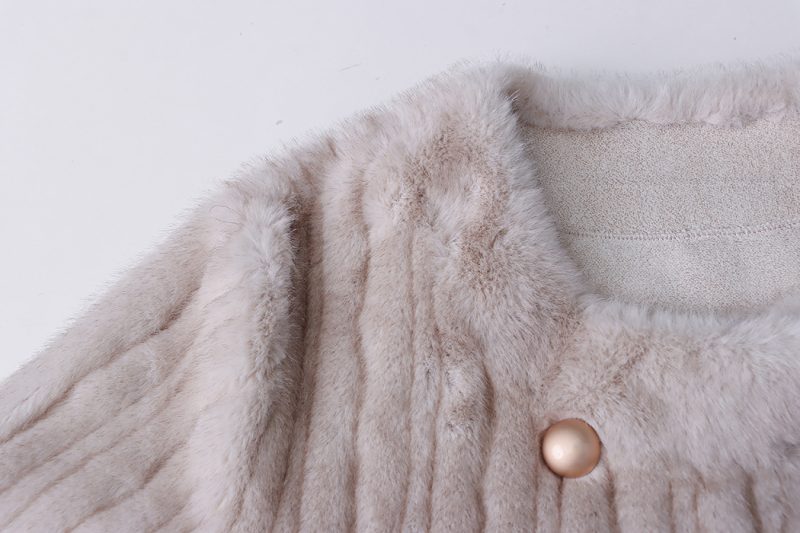 Marbling Texture Design French Mink-Like Wool Furry Environmental Protection Fur Coat - Image 3