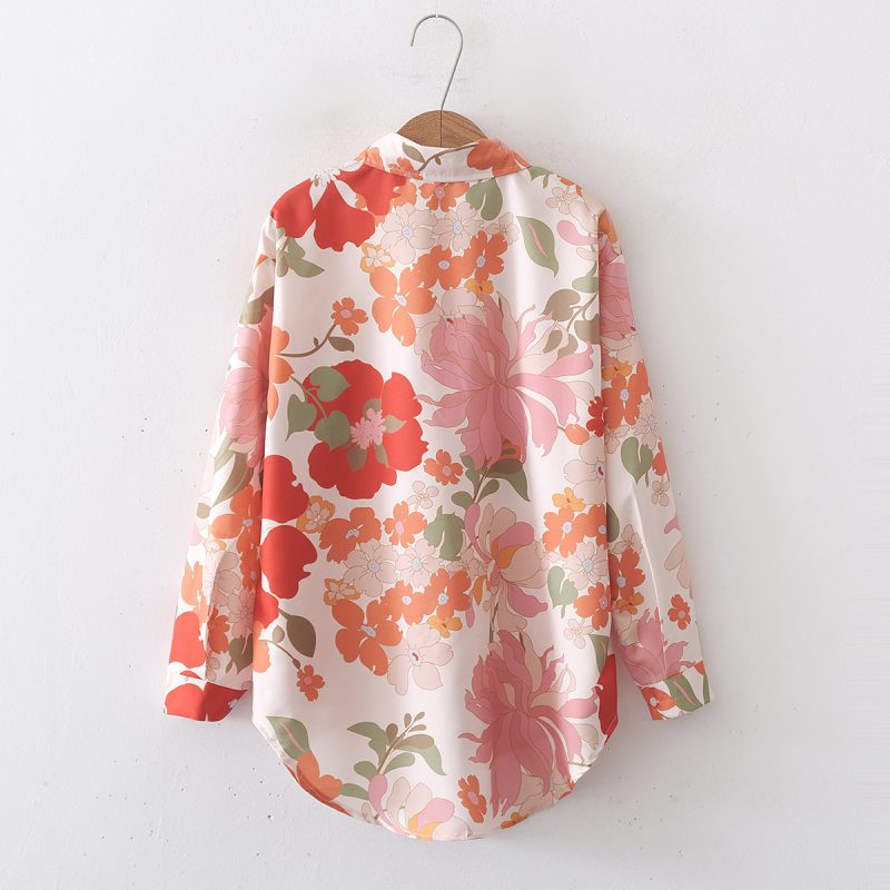 Floral Print Collared Loose Shirt - Women’s Elegant Top - Image 2