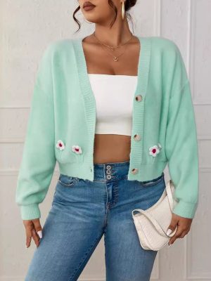 Solid Color Long Sleeve Cardigan – Women’s Spring/Autumn Sweater