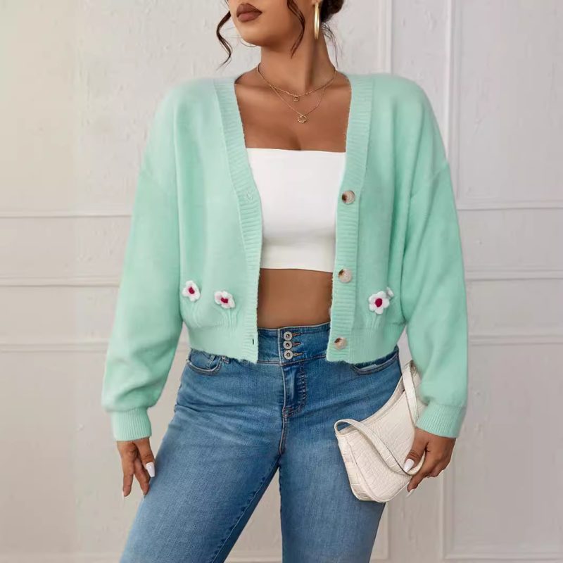 Solid Color Long Sleeve Cardigan - Women’s Spring/Autumn Sweater