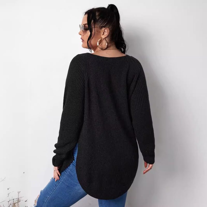 Customized V-Neck Long Sleeve Pullover Sweater for Women - Image 4