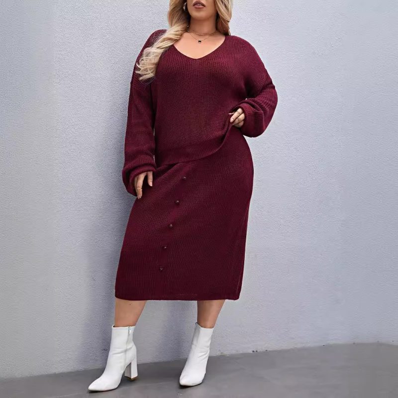 Solid Color Sweater Blazer & Skirt Set - Autumn/Winter - Image 4