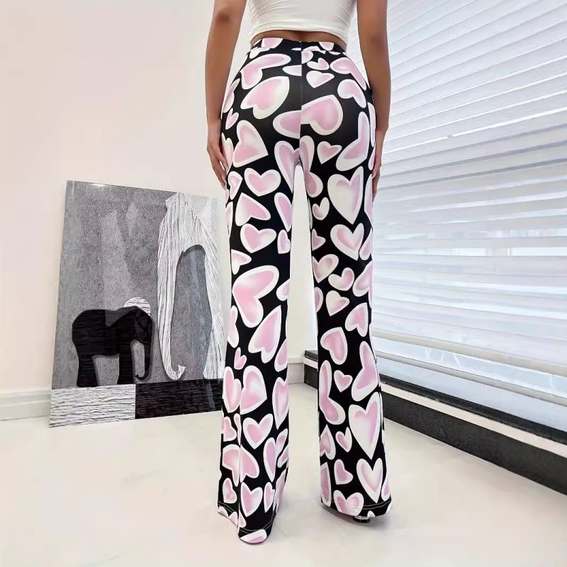 High-Waist Printed Casual Pants - Hip-Wrapped Micro Bell Bottoms for Women - Image 2