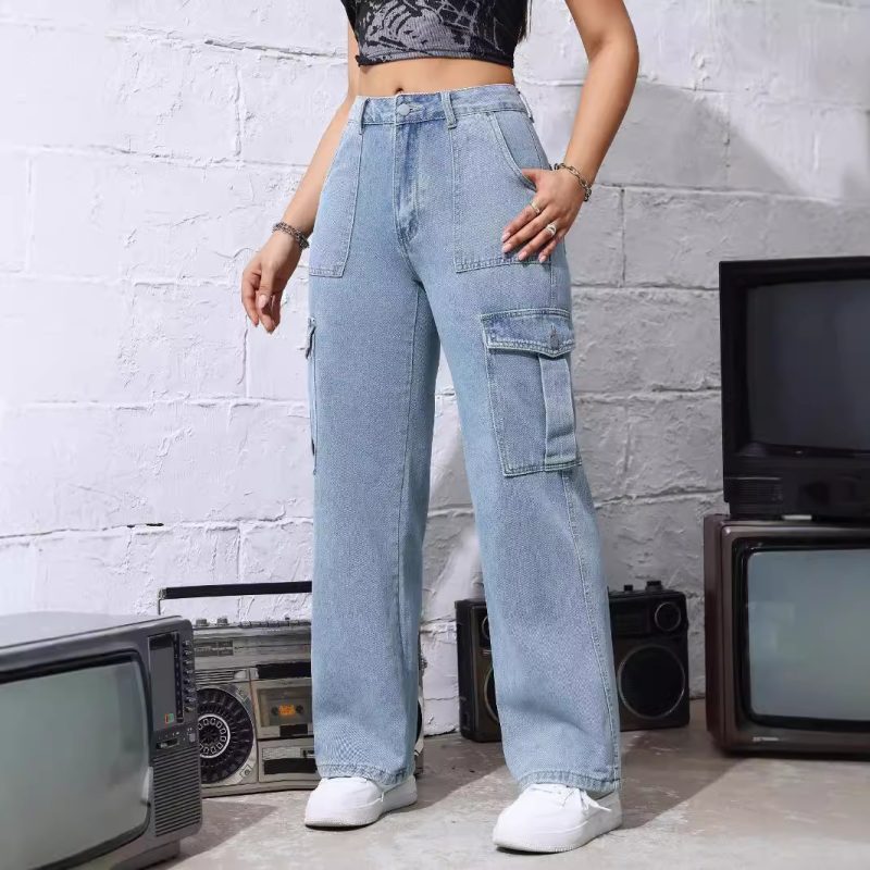 Spring/Summer Cargo Jeans - Multi-Pocket Workwear Trousers - Image 3