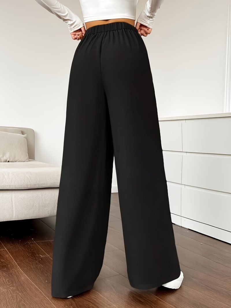 Popular Office Elegant High Waist Wide Leg Straight Casual Pants - Image 4