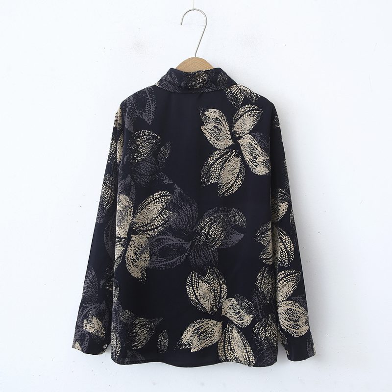 Women's Floral Loose Fit Shirt - Collared, Long Sleeves - Image 2