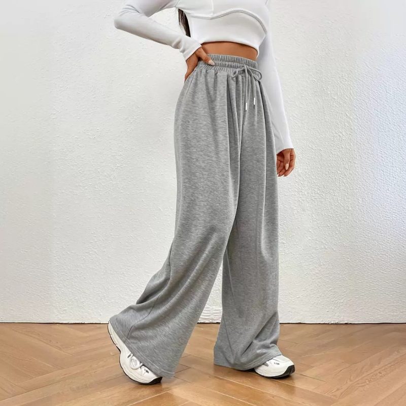 Slimming High-Waist Wide Leg Track Sweatpants - Spring/Autumn Casual - Image 3