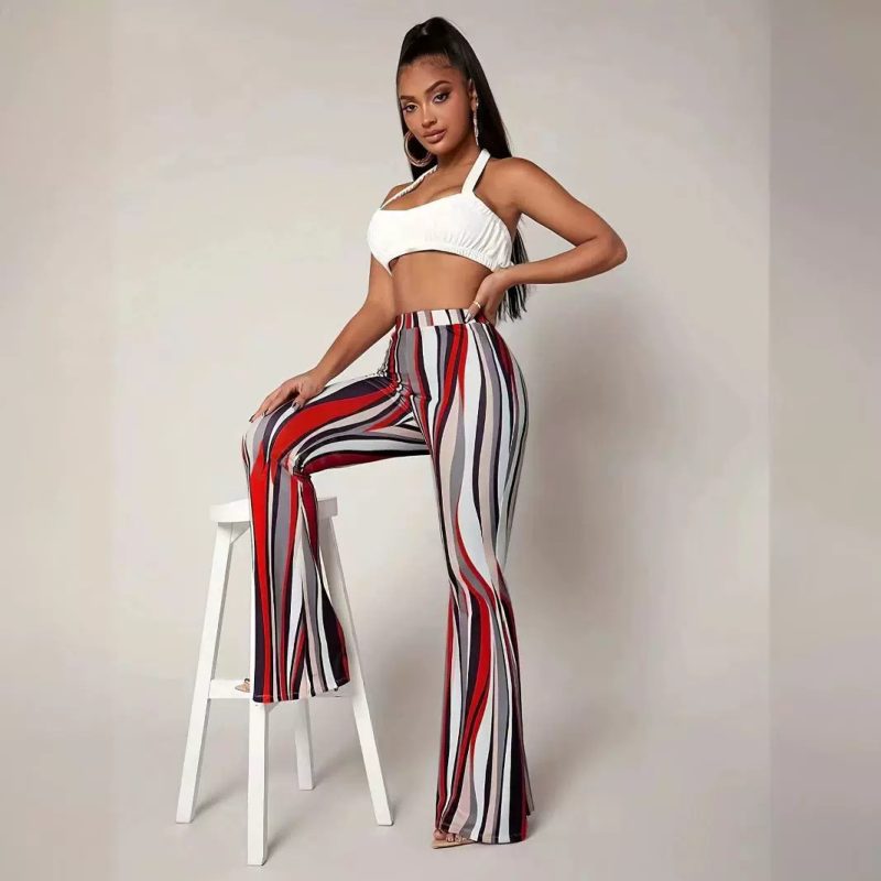 Plus Size Bootcut Trousers for Women - Hip-Wrapped Pattern, Flared Pants - Image 2
