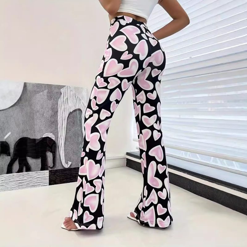 High-Waist Printed Casual Pants - Hip-Wrapped Micro Bell Bottoms for Women - Image 4