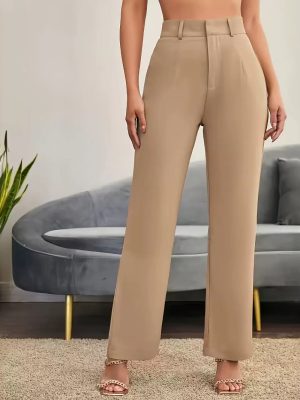 High Waist Slim Fit Casual Work Trousers for Women