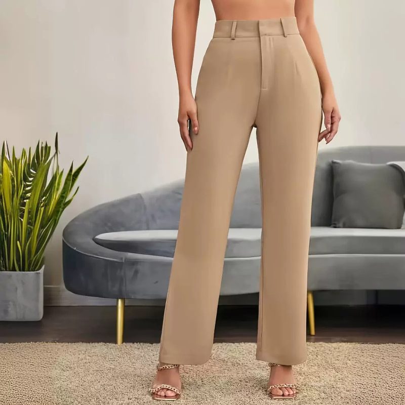 High Waist Slim Fit Casual Work Trousers for Women