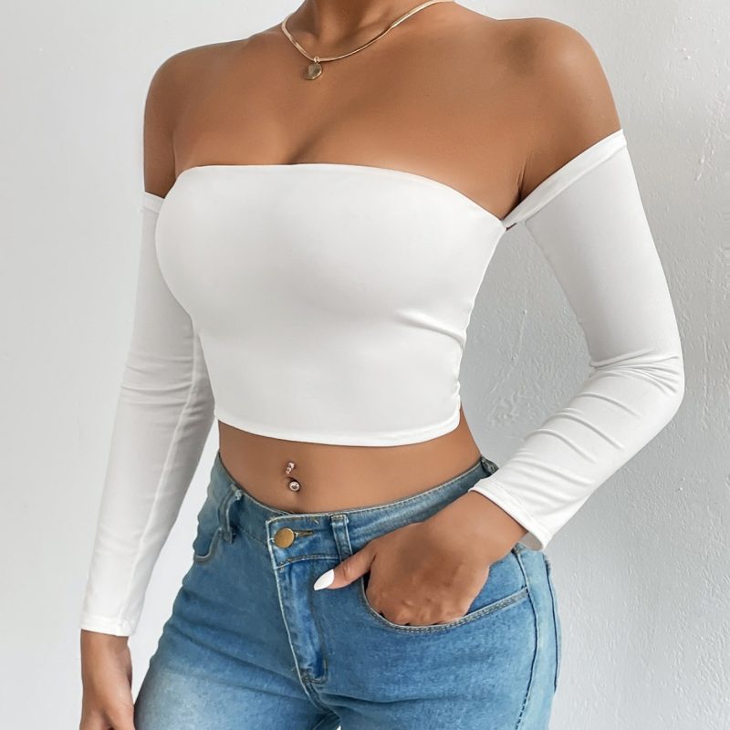 Sexy Cropped Camisole - Waist Trimming, Short Sleeve Vest - Image 2