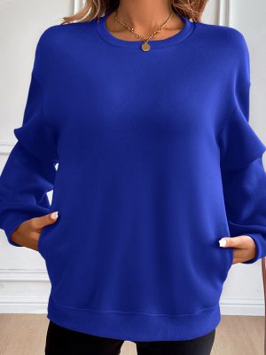 Loose Round Neck Long Sleeve Casual Sweatshirt for Women