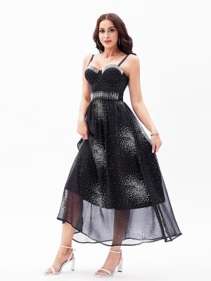 Sexy Backless Corset Dress – Beaded Polka Dot A-Line